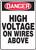 Danger - High Voltage On Wires Above - Adhesive Vinyl - 14'' X 10'' Danger - High Voltage On Wires Above - Adhesive Vinyl - 14'' X 10''