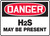 Danger - H2S May Be Present - Plastic - 14'' X 20'' Danger - H2S May Be Present - Plastic - 14'' X 20''