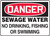 Danger - Sewage Water No Drinking, Fishing Or Swimming Danger - Sewage Water No Drinking, Fishing Or Swimming