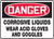 Danger - Corrosive Liquids Wear Acid Gloves And Goggles - Adhesive Vinyl - 7'' X 10''