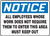 Notice - All Employees Whose Work Does Not Require Them To Enter This Area Must Keep Out - Dura-Fiberglass - 7'' X 10''