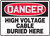 Danger - High Voltage Cable Buried Here - .040 Aluminum - 10'' X 14''