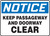 Notice - Keep Passageway And Doorway Clear - Adhesive Dura-Vinyl - 10'' X 14''