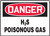 Danger - H2S Poisonous Gas - Adhesive Vinyl - 10'' X 14''