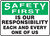 Safety First - Is Our Responsibility Each And Every One Of Us - .040 Aluminum - 10'' X 14''