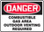 Danger - Danger Combustible Gas Area Outdoor Venting Required - Dura-Plastic - 7'' X 10''