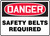 Danger - Safety Belts Required - Adhesive Vinyl - 10'' X 14'' Danger - Safety Belts Required - Adhesive Vinyl - 10'' X 14''