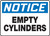 Notice - Empty Cylinders - Plastic - 7'' X 10''