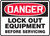 Danger - Lock Out Equipment Before Servicing - .040 Aluminum - 7'' X 10''