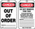 Out of Order - 5 3/4" x 3 1/4" - PF Cardstock - 25/PK - Safety Tag