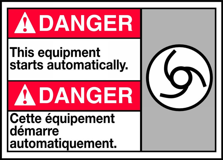 Danger This Equipment Starts Automatically (W/Graphic)