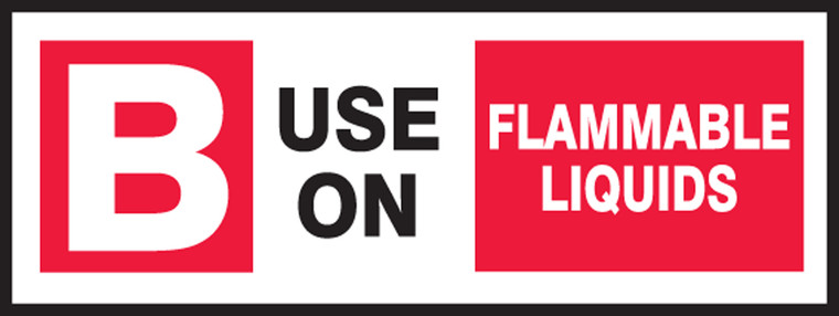 B Use On Flammable Liquids- Fire Extinguisher Class Label