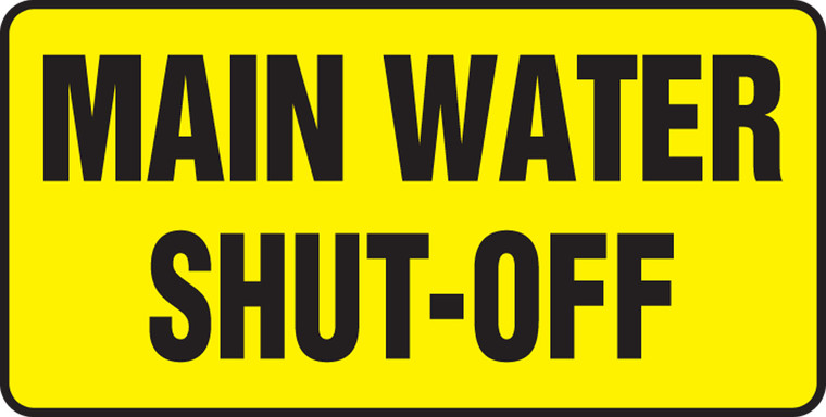 Main Water Shut Off - Adhesive Vinyl - 7'' X 14''