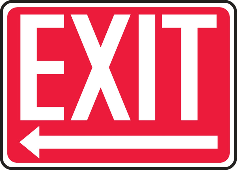 Exit (Arrow Left) - Adhesive Dura-Vinyl - 10'' X 14'' 1