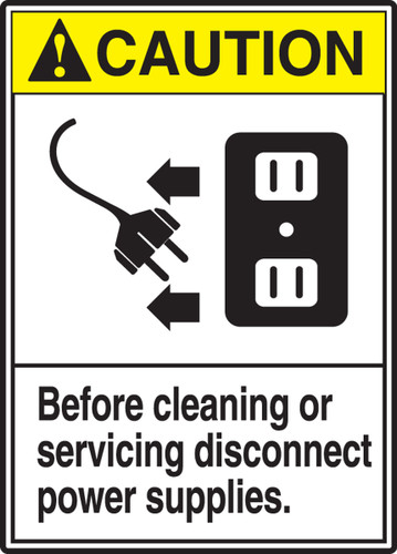 Before Cleaning or Servicing Disconnect Power Supplies