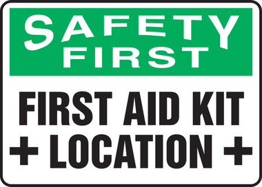 first aid kit location sign