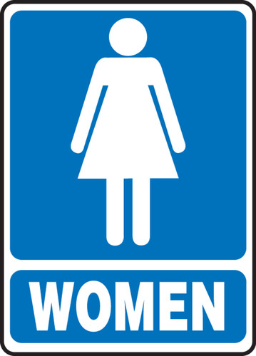 Women Restroom Sign Blue Background 14