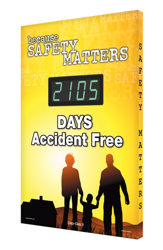 Days Safe Tracker Digi Day 3 Electronic Safety Scoreboard Accuform SCK105