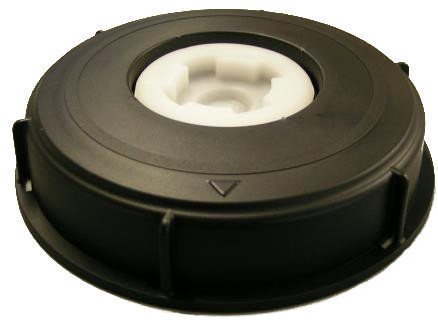 IBC Cap 6" with 2" Hex/NPT Plug Black 
