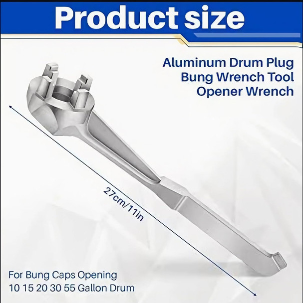Aluminum Bung Wrench Non Sparking when using on steel drum works for both plastic and steel drums