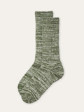 Women's Lodge Marled Alpaca Crew Socks in olive ivory