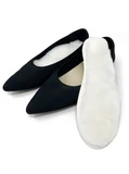Plush Alpaca Shearling Insoles make any shoes like shearling slippers.
Ladies flats with white alpaca fur insoles.