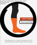Toasty Toes Comfort Band - Ultimate Alpaca Socks® for Breast Cancer Awareness Illustration showing Height and Weight.