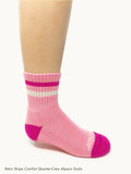 Teen & College  Girl Alpaca Sock Box - Retro Stripe Comfort Quarter-Crew Non-Skid Athletic Socks