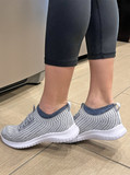 Warrior Alpaca Socks No-Slip No-Show Cushioned Sox-
Blue on Model wearing shoes.