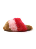 Striped Open-Toe Multi-Color Women's Alpaca Fur Slippers Side