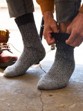 Toasty Toes Ultimate Alpaca Socks® in Confetti black on model