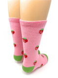 Back view of berry pink alpaca socks for toddlers