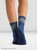 Retro Stripe Comfort Quarter-Crew Alpaca Socks in Jax blue