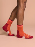 Second Skin Ultralite™  Alpaca Running Socks in megawatt orange on model