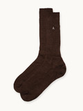 Premium Baby Alpaca Dress Crew Socks in dark brown