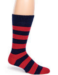 Vintage Rugby Stripe Dress Alpaca Wool Socks -Side View.