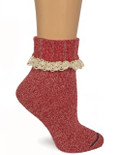 Women's Lace Trim Marled Boot Alpaca Socks - Cuffed.