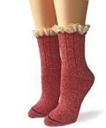 Women's Lace Trim Marled Boot Alpaca Socks  - Front.