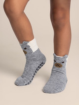 Peek-A-Paca Non-Skid Kids Alpaca Crew Socks on model