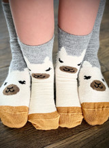 Happy Alpaca Family- Non-Skid Alpaca Socks for Children
On Mom with child