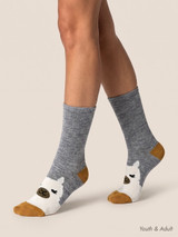 Happy Alpaca Family Alpaca Crew Socks for adults on model