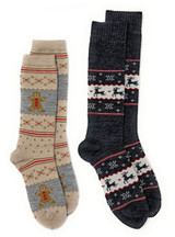 Couples Holiday Cheer Alpaca Sock Pack, sock styles laying flat.
