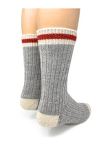 Varsity Red Stripe Alpaca Crew Socks for Kids of Every Age - Heel.