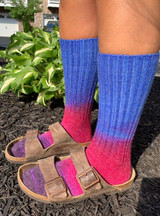 Tie-Dye Casual Crew Ribbed Alpaca Socks with Birkenstocks