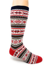 Snozone Nordic Patterned Alpaca Crew Socks Side - Red Nordic