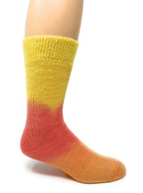 Trippy Tie Dye Ombre Outdoor Alpaca Socks Yellow, Coral, Orange
Side