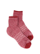 All Purpose Cushioned Alpaca Quarter-Crew Socks, Red -Flat.