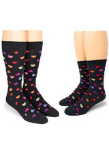 Cupid's Candy Hearts Alpaca Socks for Couples  2-Pack, on feet.