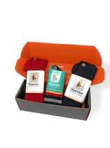 Krampus Sock Box with three pairs of alpaca socks for adults  displayed in a gift box