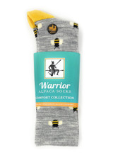 Bee Happy Grey Crew Alpaca Socks, package